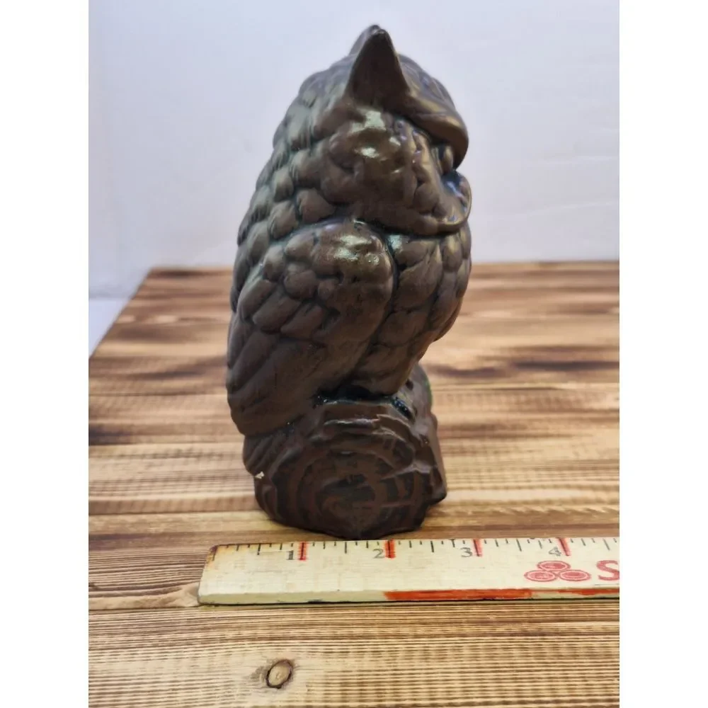 VTG Chalkware Painted Owls on Log Mid Century Japan  Woodland‎ Decor Lover Solid